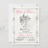 Hand getrokken bloemblaadjes en Presecco Vrijgezel Kaart (Voorkant)