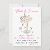 Hand getrokken bloemblaadjes en Presecco Vrijgezel Kaart (Voorkant)