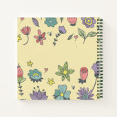 Hand getrokken bloemen achtergrond Dagboek met Naa Notitieboek (Achterkant)