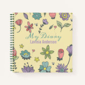 Hand getrokken bloemen achtergrond Dagboek met Naa Notitieboek (Voorkant)