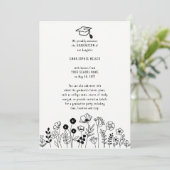 Hand getrokken bloemen Afstuderen Aankondiging (Staand voorkant)