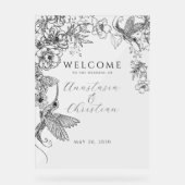 Hand getrokken bloemen bruiloft acryl bord (Voorkant)