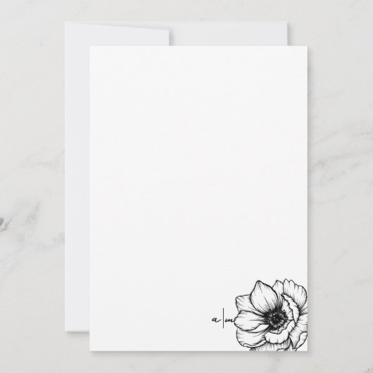 Hand getrokken Bloemen bruiloft Save the date (Achterkant)