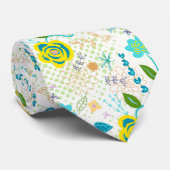 Hand getrokken bloemen & contrasterende terug stro stropdas (Opgerold)