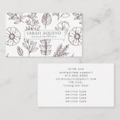 Hand getrokken Bloemen Doula Witte Geboortecoach B Visitekaartje (Voorkant / Achterkant)