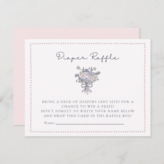 Hand getrokken bloemen gestippeld lijst luier verl kaart (Voorkant / Achterkant)