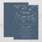 Hand getrokken Bloemen Kleding Kleding Kleren Baby Kaart (Voorkant / Achterkant)