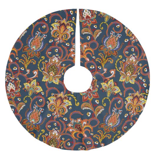 Hand getrokken bloemen: kleurrijk marinepatroon kerstboom rok (Voorkant)