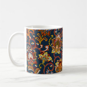 Hand getrokken bloemen: kleurrijk marinepatroon koffiemok
