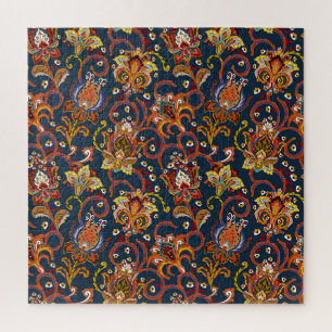 Hand getrokken bloemen: kleurrijk marinepatroon legpuzzel