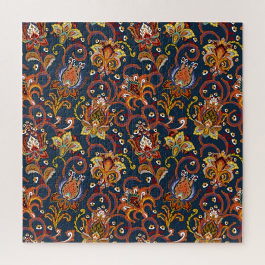 Hand getrokken bloemen: kleurrijk marinepatroon legpuzzel (Verticaal)