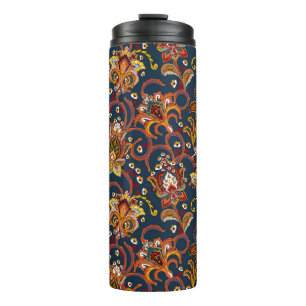 Hand getrokken bloemen: kleurrijk marinepatroon thermosbeker