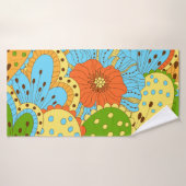 Hand getrokken bloemen: kleurrijke naadloos badhanddoek (Badhanddoek)