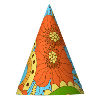 Hand getrokken bloemen: kleurrijke naadloos feesthoedjes