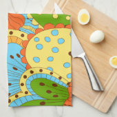 Hand getrokken bloemen: kleurrijke naadloos theedoek (Quarter Fold)