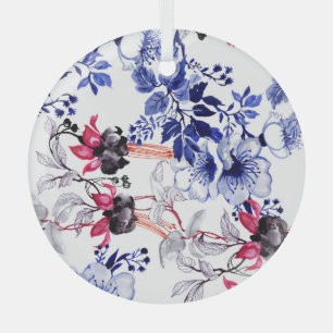 Hand getrokken bloemen: kleurrijke Waterverf Glas Ornament