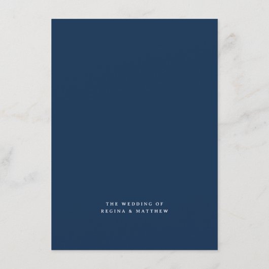 Hand Getrokken Bloemen Marine Blauw Monogram Kreef Menu (Achterkant)