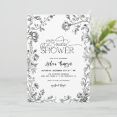 Hand getrokken Bloemen Modern Script Vrijgezellenf Kaart (Staand voorkant)