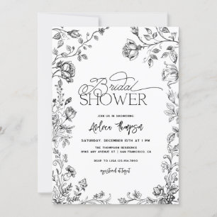 Hand getrokken Bloemen Modern Script Vrijgezellenf Kaart