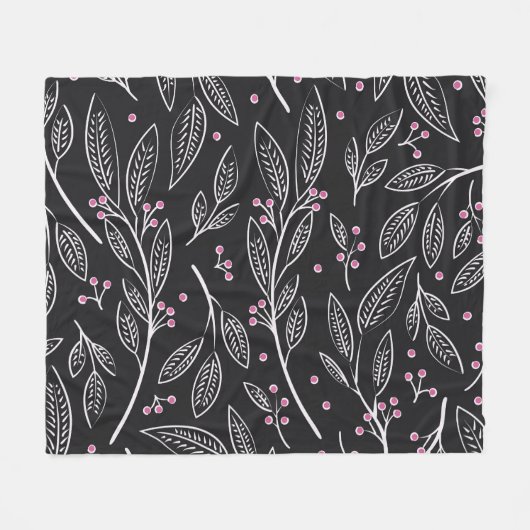 Hand getrokken bloemen: naadloos ontwerp fleece deken (Voorkant (Horizontaal))