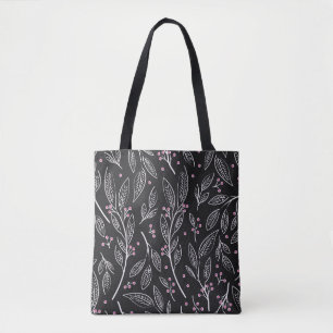 Hand getrokken bloemen: naadloos ontwerp tote bag
