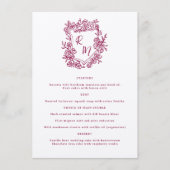 Hand getrokken Bloemen Paarse Monogram Crest Weddi Menu (Voorkant)
