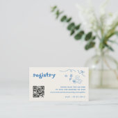 Hand getrokken bloemen QR code bruiloft cadeau reg Informatiekaartje (Staand voorkant)