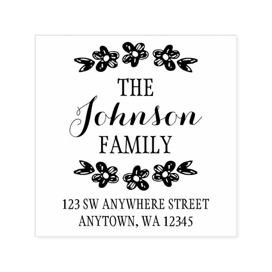 Hand getrokken bloemen retouradres  zelfinktende stempel (Design)