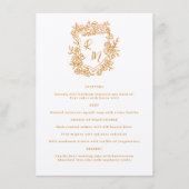 Hand getrokken Bloemen Sinaasappel Monogram Crest  Menu (Voorkant)