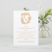Hand getrokken Bloemen Sinaasappel Monogram Crest  Menu (Staand voorkant)