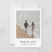 Hand Getrokken Bloemen Trouwfoto Eenvoudig Bedankkaart (Voorkant)