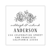 Hand getrokken Bloemen Trouwnamen & Retouradres Rubberstempel (Afrduk)