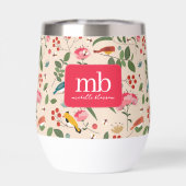 Hand getrokken Bloemen Vogels Bijen Botanische Mon (Achterkant)