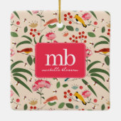 Hand getrokken Bloemen Vogels Bijen Botanische Mon Keramisch Ornament (Achterkant)