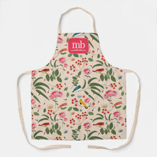Hand getrokken Bloemen Vogels Bijen Botanische Mon Schort