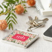 Hand getrokken Bloemen Vogels Bijen Botanische Mon Sleutelhanger (Zijkant)