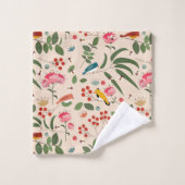 Hand getrokken Bloemen Vogels Bijen Botanische Pat Bad Handdoek (Wasdoekje)