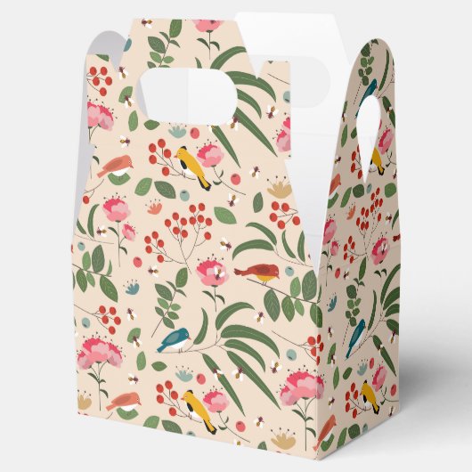 Hand getrokken Bloemen Vogels Bijen Botanische Pat Bedankdoosjes (Geopend)