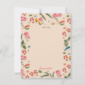 Hand getrokken Bloemen Vogels Bijen Botanische Pat Bedankkaart (Voorkant)