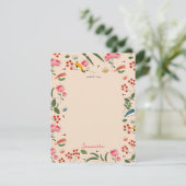 Hand getrokken Bloemen Vogels Bijen Botanische Pat Bedankkaart (Staand voorkant)