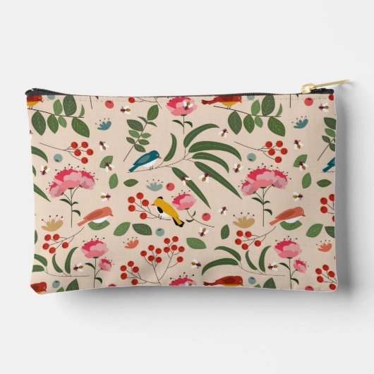 Hand getrokken Bloemen Vogels Bijen Botanische Pat Etui (Achterkant)