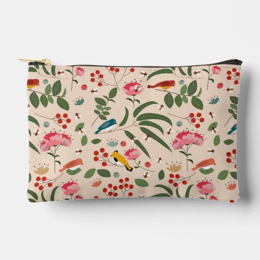 Hand getrokken Bloemen Vogels Bijen Botanische Pat Etui (Voorkant)
