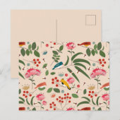 Hand getrokken Bloemen Vogels Bijen Botanische Pat Feestdagenkaart (Voorkant / Achterkant)