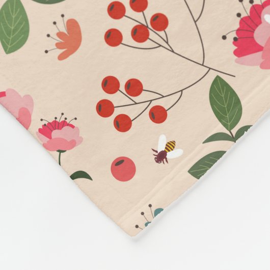 Hand getrokken Bloemen Vogels Bijen Botanische Pat Fleece Deken (Hoek)