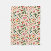 Hand getrokken Bloemen Vogels Bijen Botanische Pat Fleece Deken (Voorkant)