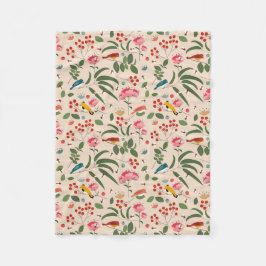 Hand getrokken Bloemen Vogels Bijen Botanische Pat Fleece Deken