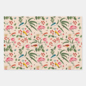 Hand getrokken Bloemen Vogels Bijen Botanische Pat Inpakpapier Vel (Voorkant)