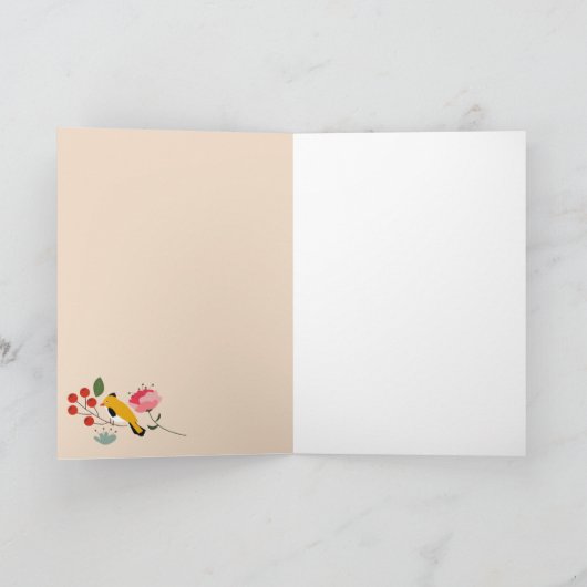 Hand getrokken Bloemen Vogels Bijen Botanische Pat Kaart (Binnen)