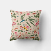 Hand getrokken Bloemen Vogels Bijen Botanische Pat Kussen (Achterkant)