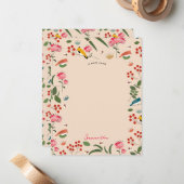 Hand getrokken Bloemen Vogels Bijen Botanische Pat Notitiekaartje (Voorkant / Achterkant in situ)